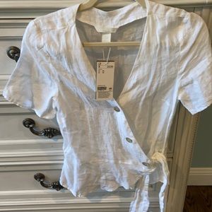 H&M linen wrap top